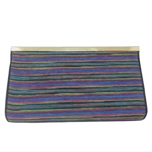Timothy Hitsman | Vintage Multicolor Thin Striped Rectangular Shaped Clutch Bag